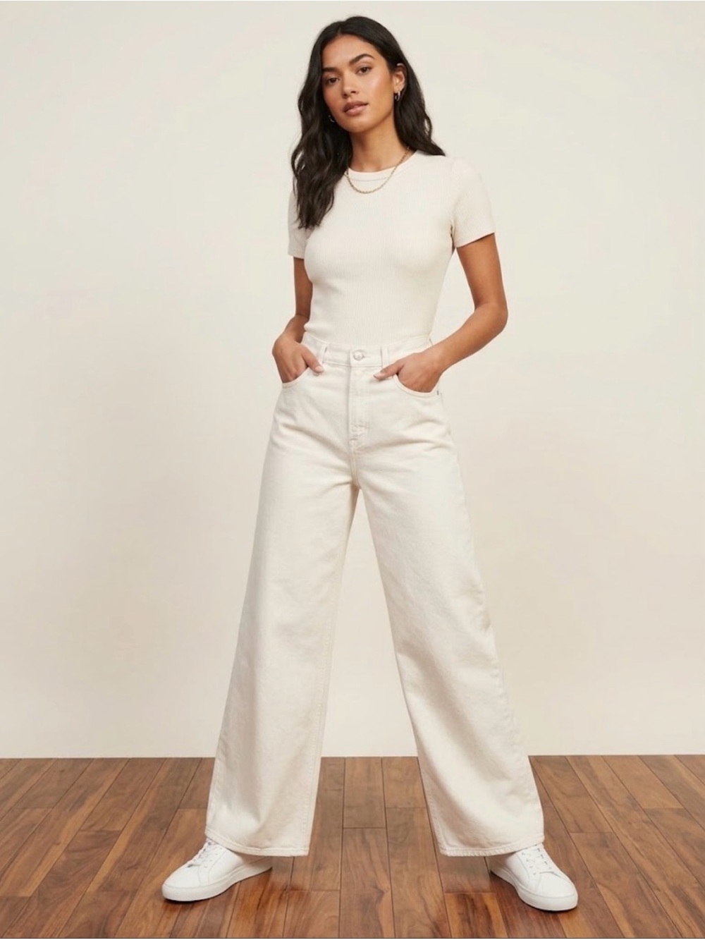 Vuori Vintage Wide Leg Jean Bone Denim Jeans 32.